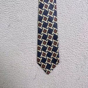 GIVENCHY MENS SILK TIE BLUE WITH GEOMETRIC SHAPES